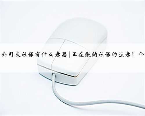 正在缴纳社保的注意个人交社保和公司交社保有什么意思|正在缴纳社保的注意